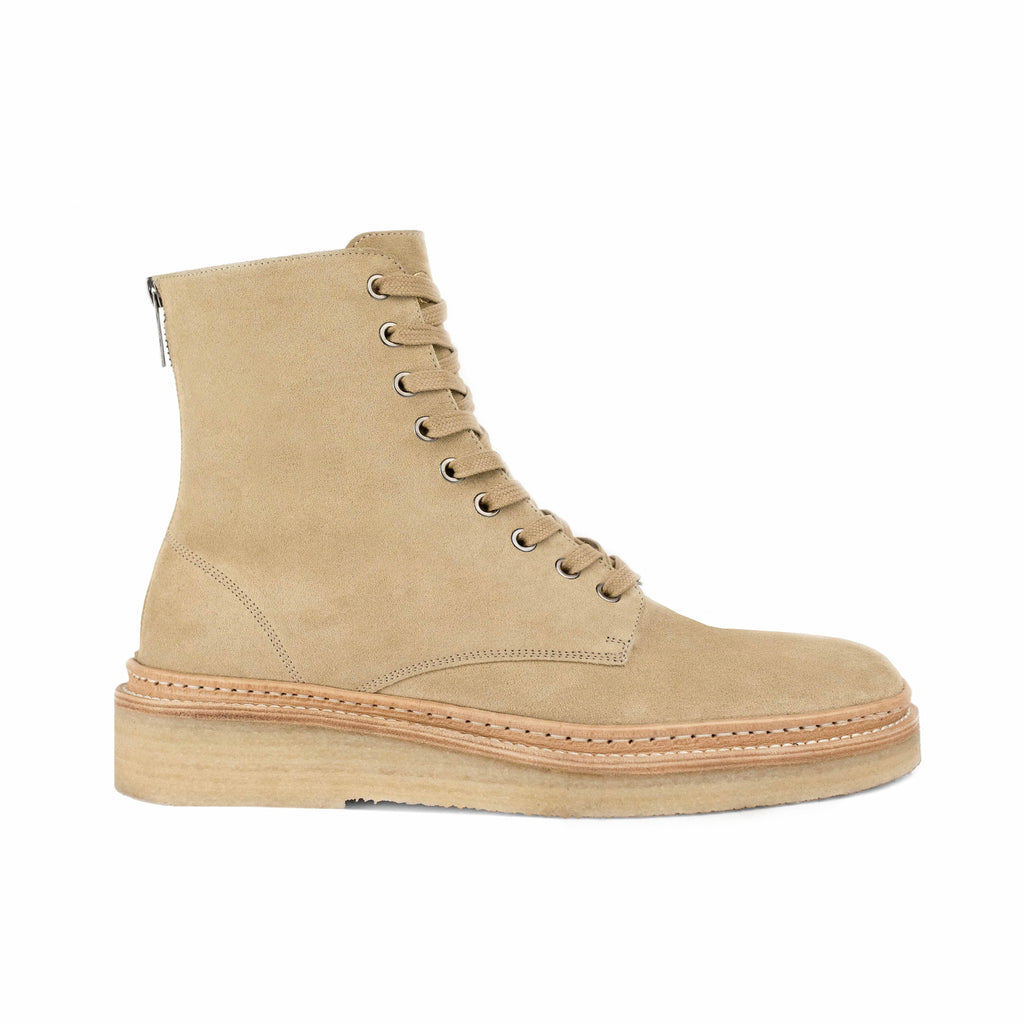 ORO Los Angeles Beige Crepe Suede Combat Boots Size 10 THE DEVON BEIGE COMBAT BOOTS | ORO Los Angeles main image 3