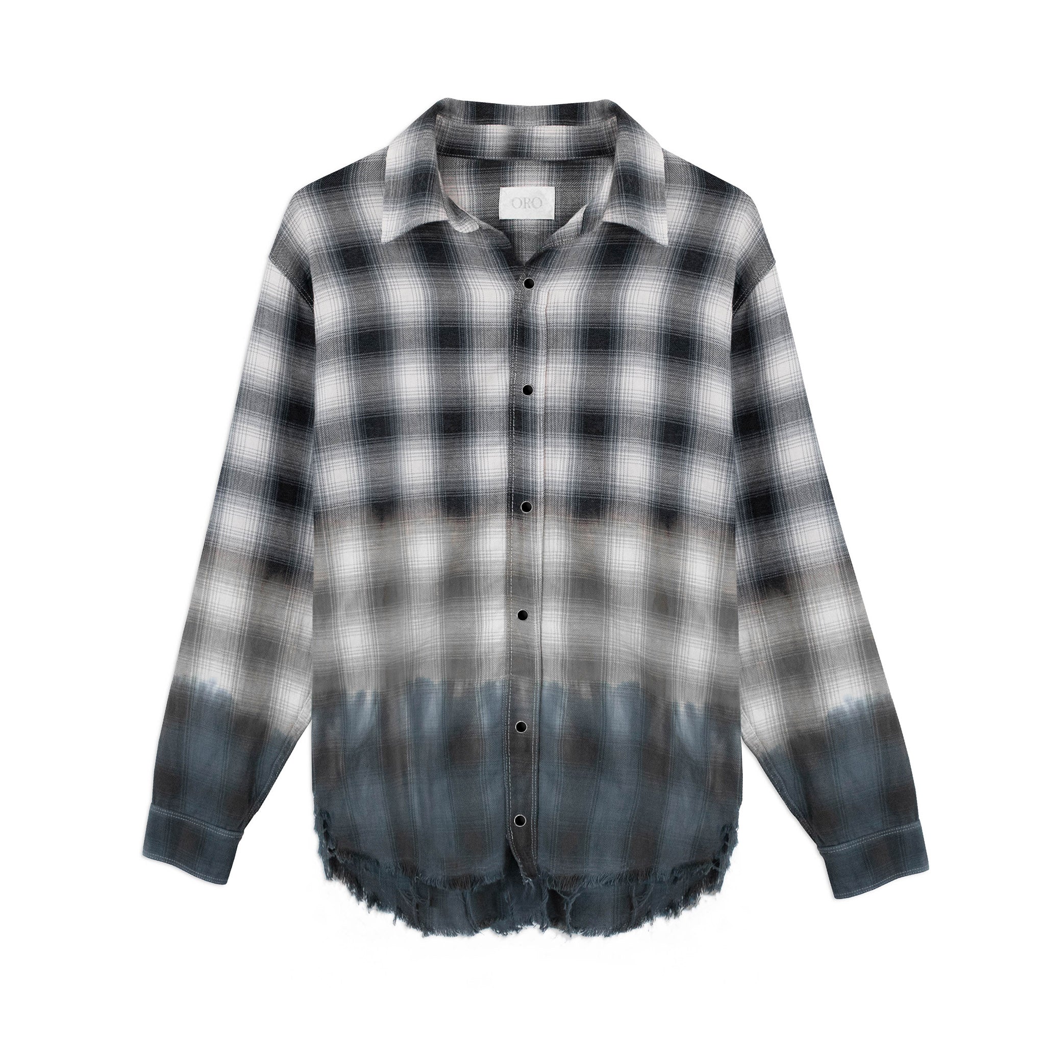 Portuguese Blue Melange Ombre Check Lightweight Flannel Shirt