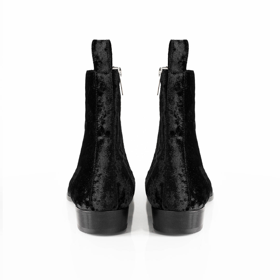 THE ONYX REGGIO VELVET SIDEZIP BOOTS