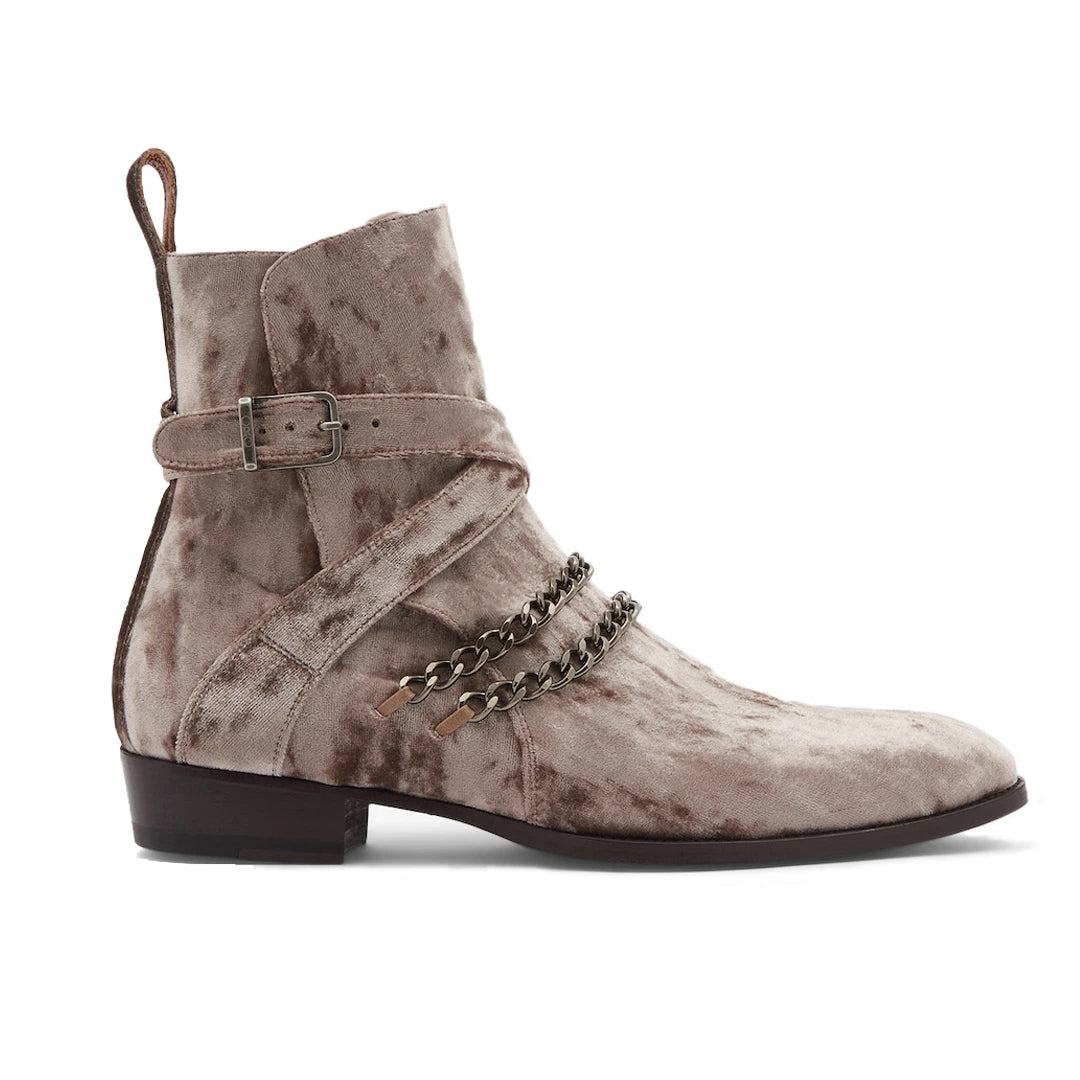 THE CHAIN REGGIO VELVET JODHPUR BOOTS ORO Los Angeles